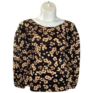 Ava & Viv Black and Brown Floral Top Size 3X